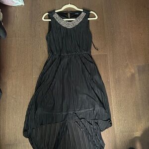 Deb’s Black High Low Dress with Embellished Neckline